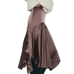 H&M Asymmetrical Brown Satin Skirt